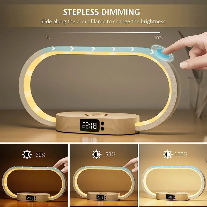 Smart LED Desk Lamp | Wireless Charger, Clock & Night Light