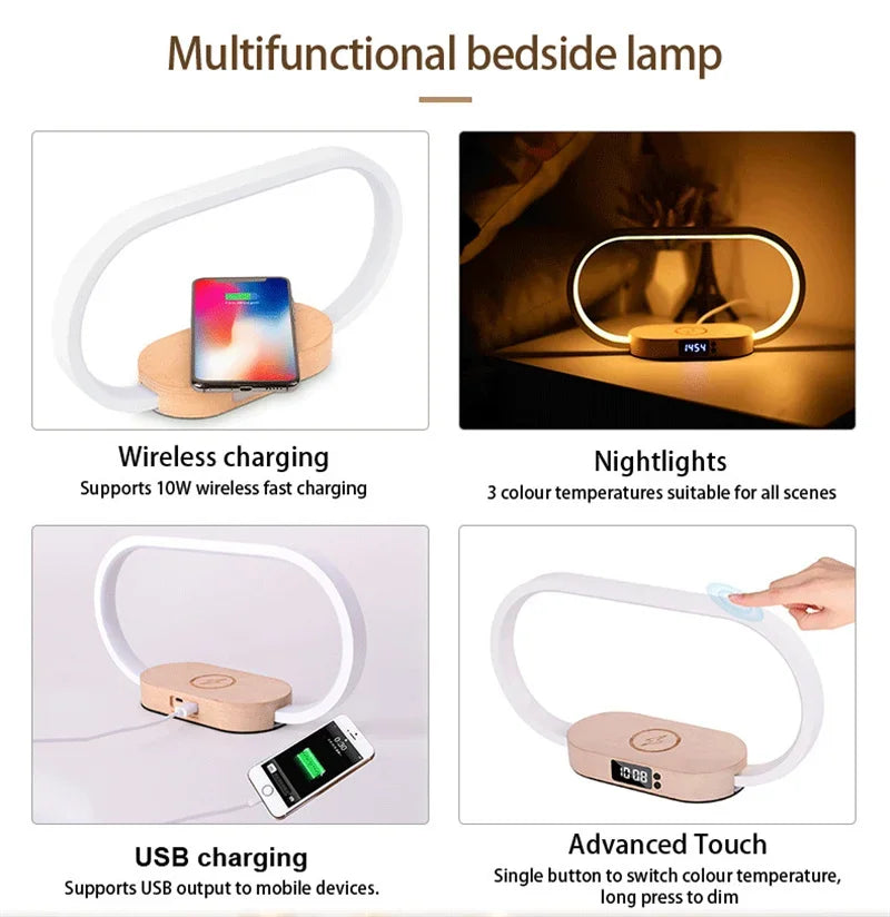 Smart LED Desk Lamp | Wireless Charger, Clock & Night Light