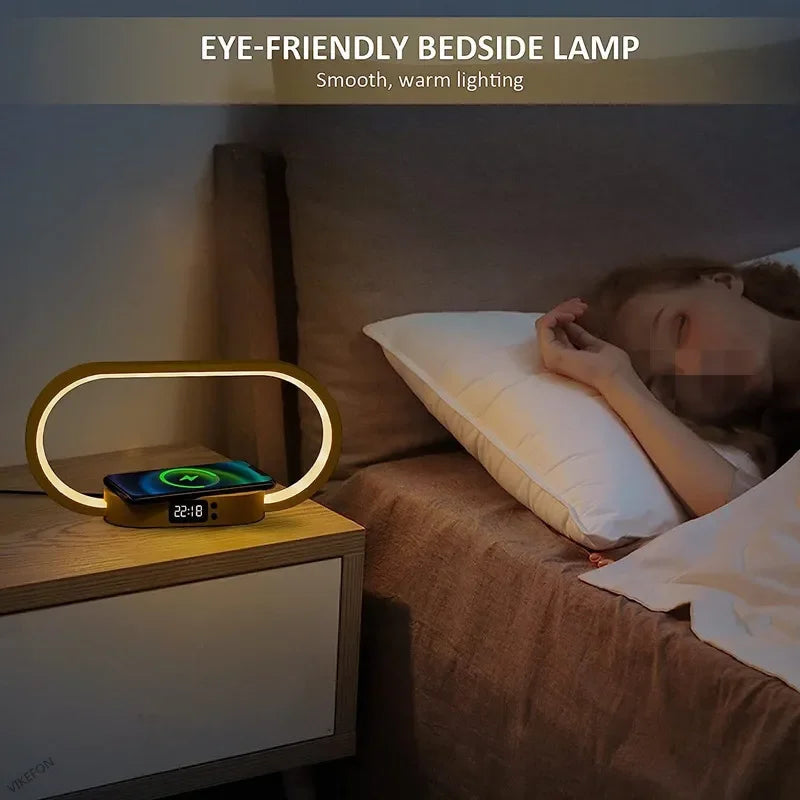 Smart LED Desk Lamp | Wireless Charger, Clock & Night Light