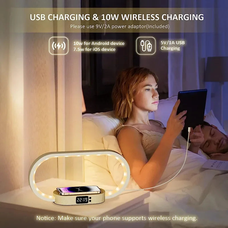 Smart LED Desk Lamp | Wireless Charger, Clock & Night Light