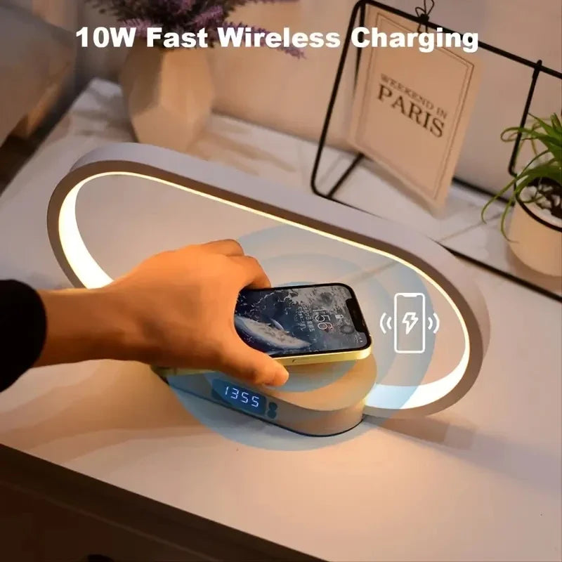 Smart LED Desk Lamp | Wireless Charger, Clock & Night Light