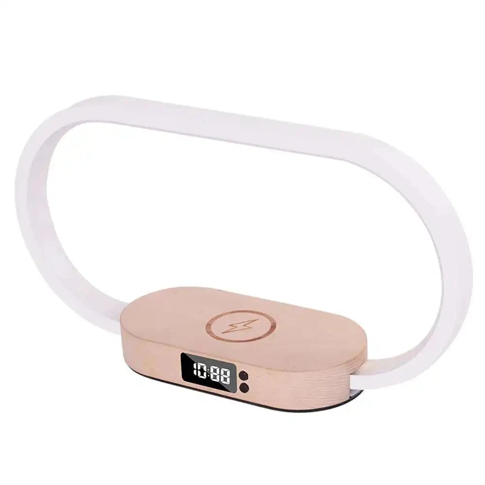 Trending Smart Home Decor Multi Function Bedside Desk Dimmable Night Light Lamp Alarm Clock Qi Universal Wireless Charger