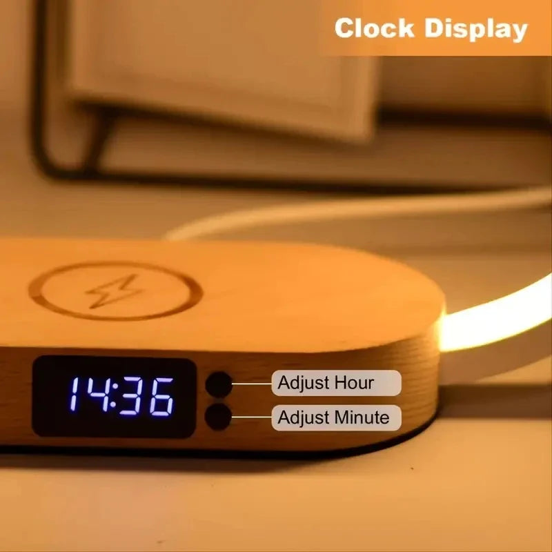 Smart LED Desk Lamp | Wireless Charger, Clock & Night Light