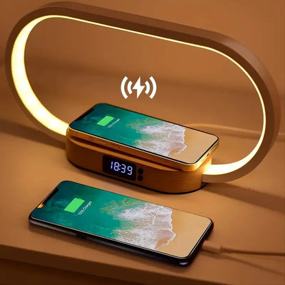 Smart LED Desk Lamp | Wireless Charger, Clock & Night Light